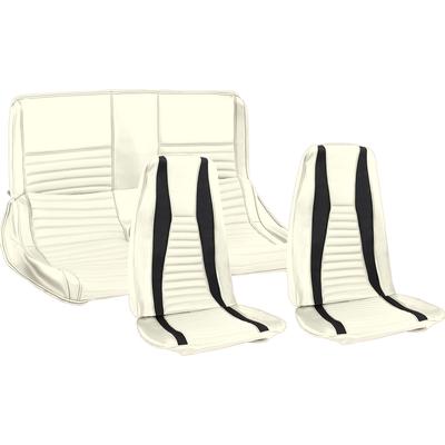 1971-73 Mustang Mach I w/ Front Bucket Seats Full Set Upholstery; White w/ Black Stripe