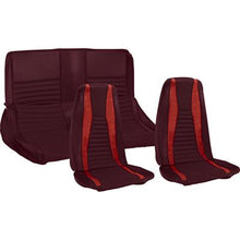 1971-73 Mustang Mach I w/ Bucket Seats Full Set Upholstery; Dark Red w/ Red Stripe