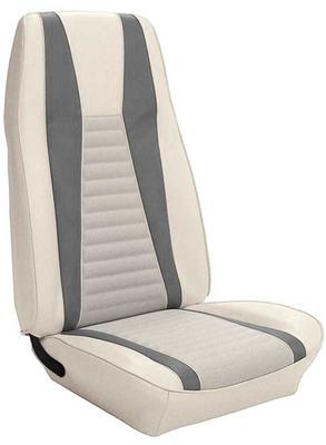 1971-73 Mustang Mach I; Reproduction Bucket Seat Upholstery; Front Only; White w/ Gray Stripe