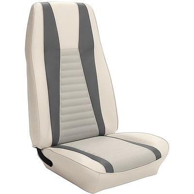1971-73 Mustang Mach I; Reproduction Bucket Seat Upholstery; Front Only; White w/ Gray Stripe