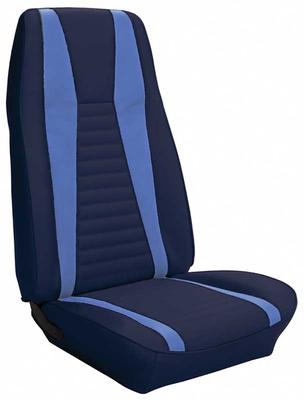 1971-73 Mustang Mach I; Reproduction Bucket Seat Upholstery; Front Only; Dark Blue w/ Blue Stripe