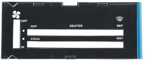 1980-81 Camaro; Heater Control Lens; with Black Backing Paper; without AC