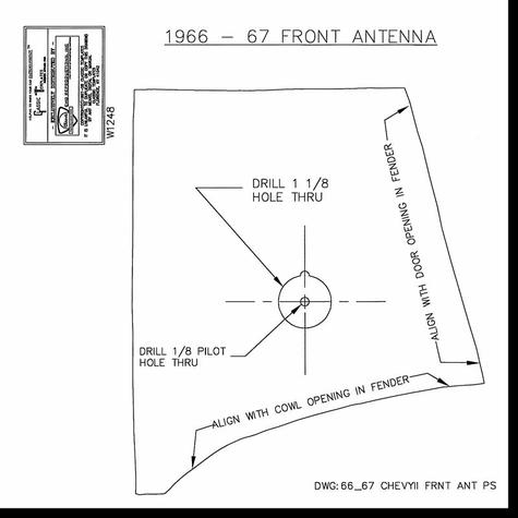 1966-67 Chevy II / Nova; Front Antenna Template; Passenger Side