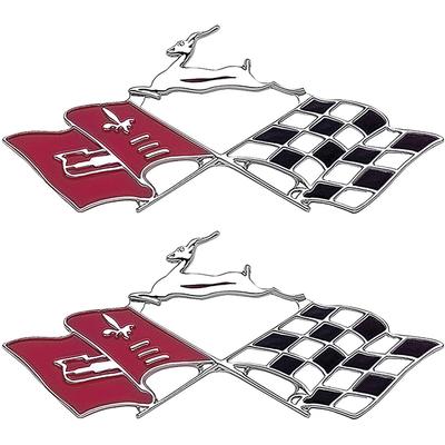 B136000 - 1958 Impala; Quarter Panel Cross Flags Emblem; Pair
