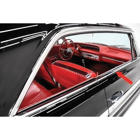 B6309 - 1961-64 Chevrolet Impala; Exterior Door Belt Line Reveal Molding; 2 Door Hardtop, Convertible; Pair