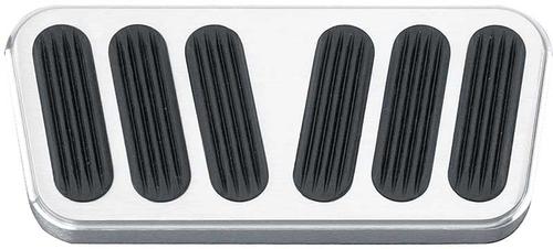 1955-57 Chevy /Auto Trans Lokar Manual Brake Pedal Pad - Flat Style - Brushed with Rubber Inserts