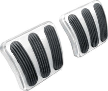 1962-72 Nova Lokar Manual Trans Brake & Clutch Pedal Pads - Curved Style - Brushed w/Rubber Inserts