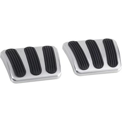 1967-69 F-Body with MT - Lokar Curved Billet Brake & Clutch Pedal Pads - Brushed w/Rubber Inserts