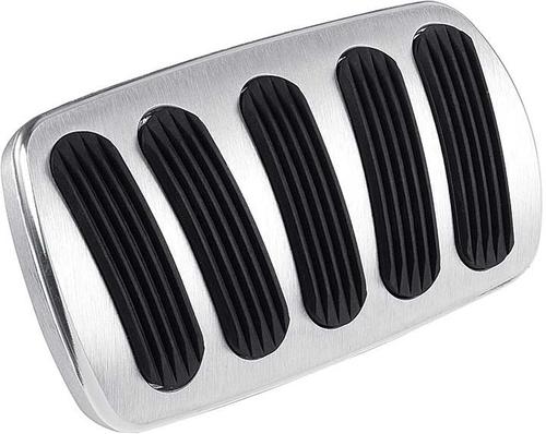 1955-57 Chevy Lokar Power Brake Pedal Pad with Auto Trans - Curved Style - Brushed w/ Rubber Inserts