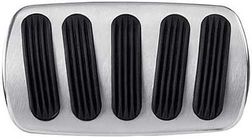 1955-57 Chevy Lokar Manual Brake Pedal Pad w/Auto Trans - Curved Style - Brushed w/Rubber Inserts