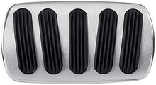 1955-57 Chevy Lokar Manual Brake Pedal Pad w/Auto Trans - Curved Style - Brushed w/Rubber Inserts