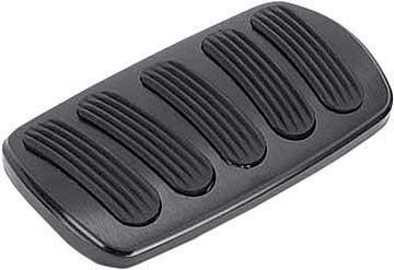 1955-57 Chevy Lokar Manual Brake Pedal Pad w/Auto Trans - Curved Style - Black w/Rubber Inserts
