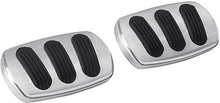 1955-57 Chevy w/ MT - Lokar Brake & Clutch Pedal Pads - Curved Style - Brushed w/Rubber Inserts