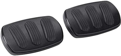 1955-57 Chevy w/ MT - Lokar Brake & Clutch Pedal Pads - Curved Style - Black w/Rubber Inserts
