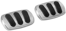 1958-65 Fullsize Lokar Manual Trans Brake/Clutch Pedal Pads - Curved Style - Brushed w/Rubber Insert