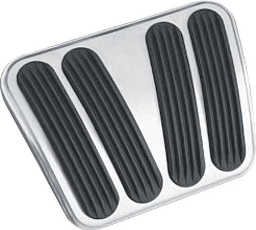 1967-72 GM Truck Lokar Billet Short Auto Brake Pedal Pad - Curved Style - Brushed w/Rubber Inserts