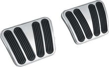 1967-72 GM Truck Lokar Billet Brake & Clutch Pedal Pads - Curved Style - Brushed w/Rubber Inserts
