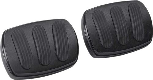 1958-65 Fullsize Lokar Manual Trans Brake/Clutch Pedal Pads - Curved Style - Black w/Rubber Inserts