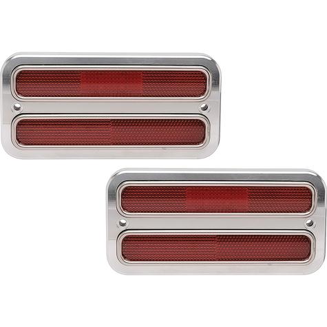 1968-72 Chevrolet, GMC Truck; LED Marker Light & Billet Aluminum Bezel Kit; Red Lenses; Machined finish,Pair