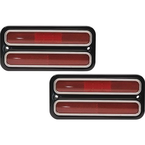 1968-72 Chevrolet, GMC Truck; LED Marker Light & Billet Aluminum Bezel Kit; Red Lenses; Black Fusioncoat  ,Pair