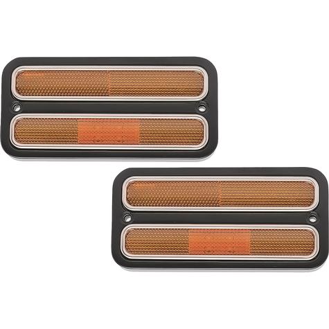 1968-72 Chevrolet, GMC Truck; LED Marker Light & Billet Aluminum Bezel Kit; Amber Lenses; Matte black finish,Pair