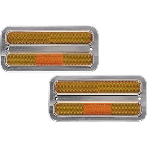1968-72 Chevrolet, GMC Truck; LED Marker Light & Billet Aluminum Bezel Kit; Amber Lenses; Machined finish,Pair