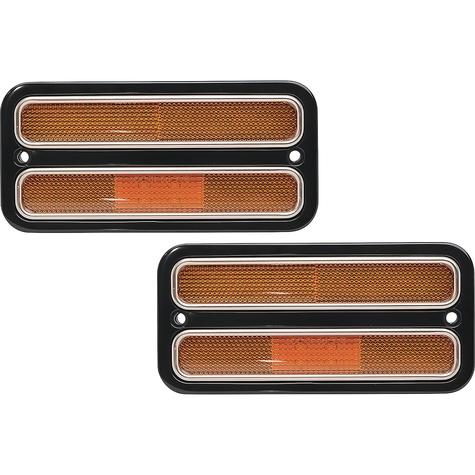 1968-72 Chevrolet, GMC Truck; LED Marker Light & Billet Aluminum Bezel Kit; Amber Lenses; Black anodized,Pair