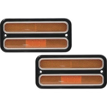 1968-72 Chevrolet, GMC Truck; LED Marker Light & Billet Aluminum Bezel Kit; Amber Lenses; Black Fusioncoat  ,Pair