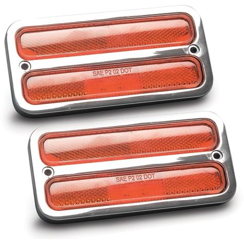 1968-72 Chevrolet, GMC Truck; LED Marker Light & Billet Aluminum Bezel Kit; Amber Lenses; Clear anodized,Pair