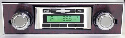 1967-1968 Camaro 200W AM/FM Radio with Auxiliary Input, Chrome Face and Walnut Bezel