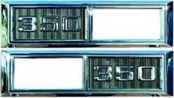 1968 Impala, Bel Air, Caprice, Nova; "350" Front Side Marker Bezels; Pair; Made in the USA