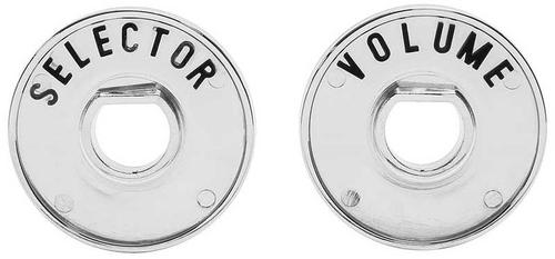 1956-57 Corvette; Radio Bezels; Selector / Volume; with Chrome Backplate; Pair; Made in the USA!