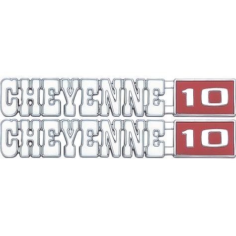 CM9721 - 1971-72 Chevrolet Pickup; Front Fender Emblem Set; With Fasteners; Cheyenne / 10