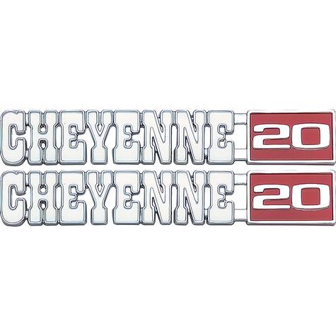 CM9722 - 1971-72 Chevrolet Pickup; Front Fender Emblem Set; With Fasteners; Cheyenne / 20