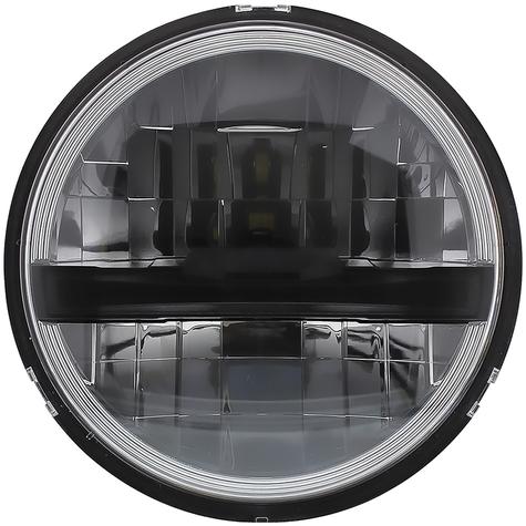 ULTRALIT 5-3/4" Round 8 LED Headlight; Polycarbonate Lens; Black