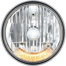 ULTRALIT 7" Round Halogen Headlight w/ 6 Amber LED Position Light; Crystal Glass Lens