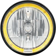 ULTRALIT 7" Round Halogen Headlight w/ Amber LED Halo Ring; Crystal Glass Lens