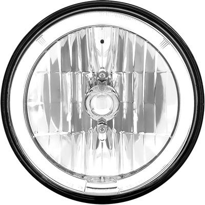 ULTRALIT 7" Round Halogen Headlight w/ White LED Halo Ring; Crystal Glass Lens