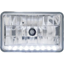 ULTRALIT 4" X 6" Rectangular Halogen Headlight With 9 White LED Position Light; Crystal Glass Lens; High Beam