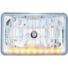 ULTRALIT 4" X 6" Rectangular Halogen Headlight With 9 Amber LED Position Light; Crystal Glass Lens; Low Beam