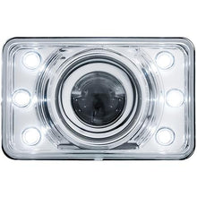 ULTRALIT 4" X 6" Rectangular Halogen Projection Headlight w/ 6 White LED Position Light; Crystal Glass Lens; Low Beam