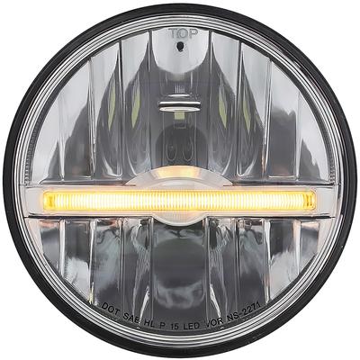 ULTRALIT 5-3/4" Round LED Headlight; Amber 9 LED Position Light Bar; Polycarbonate Lens