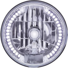 ULTRALIT 7" Round Halogen Headlight; Crystal Glass Lens w/ 34 White LED Position Light; Crystal Glass Lens