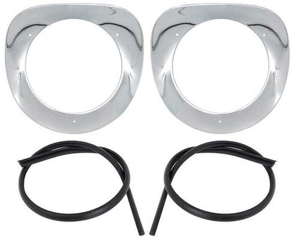 1955-57 Chevy, GMC Pickup, Suburban; Headlight Bezels; Chrome; with Hardware