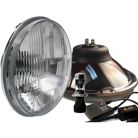 Delta Lights; DOT Modern 7" Round High/Low Beam Headlight Kit; Flat Lens; 35W, 6,000k HID Bulbs