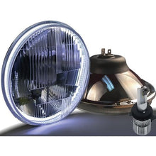 Delta Lights; DOT Modern 7" Round High/Low Beam Headlight Kit; Flat Lens; 25W, 6,000K LED Bulbs; w/ Switchback Halo