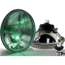 Delta Lights; DOT Modern 7" Round High/Low Beam Headlight Kit; Flat Lens; 25W, 6,000K LED Bulbs; w/ Green LED Bulbs City