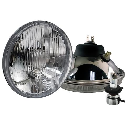 Delta Lights; DOT Modern 7" Round High/Low Beam Headlight Kit; Flat Lens; 25W, 6,000K LED Bulbs; w/ Blinkers
