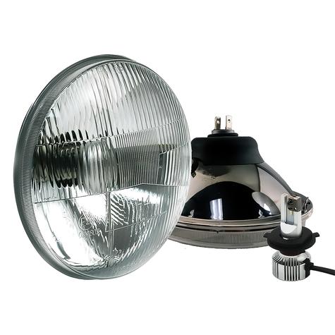 Delta Lights; Classic 7" Round High/Low Beam Headlight Kit; Domed Lens; 25W, 6,000K LED Bulbs