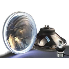 Delta Lights; Classic 7" Round High/Low Beam Headlight Kit; Domed Lens; 25W, 6,000K LED Bulbs; w/ Switchback Halo